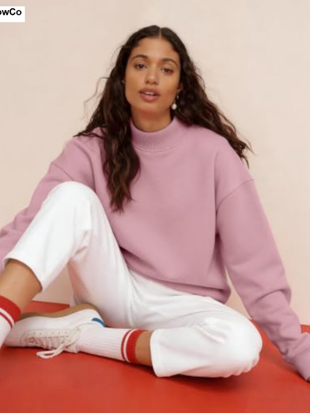 Flygo Women's Oversized Mock Neck Fleece Sweatshirt Pullover with Pockets - Picture 4 of 6